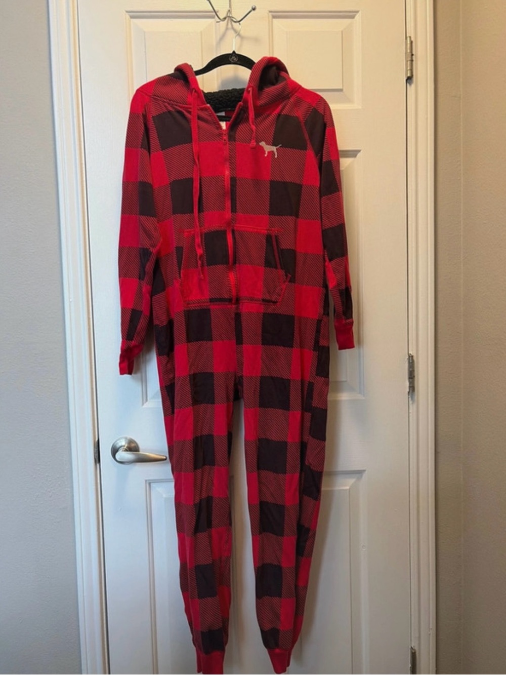 PINK by Victoria Secret Buffalo Plaid Hooded Onesie